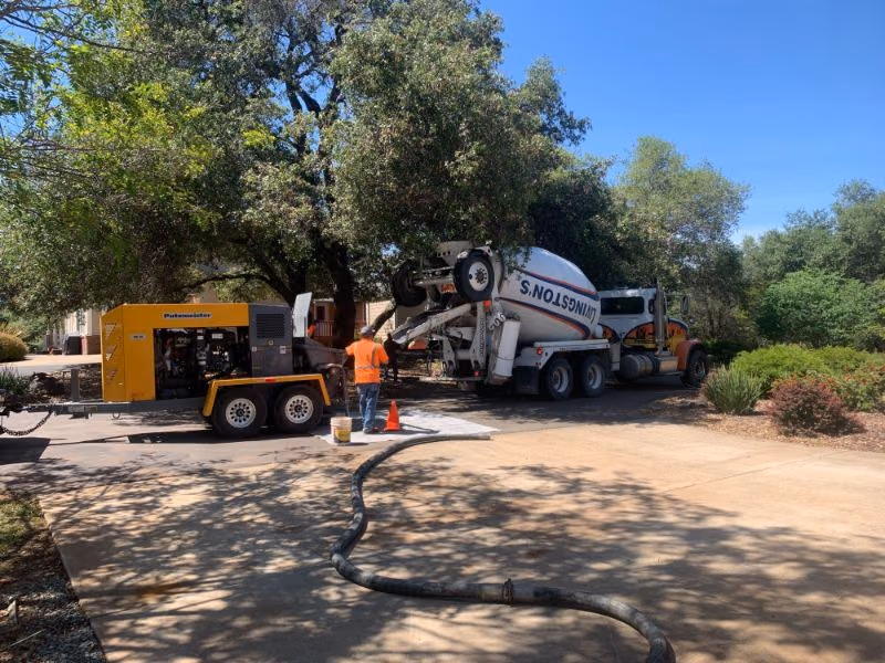 Concrete driveway work in progress in Sacramento, California